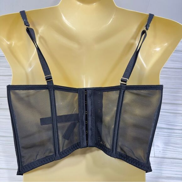 NWT VS VERY SEXY EMBROIDERED CHERRY PLUNGE LACE LONGLINE CORSET TOP BRA 32DD - Picture 3 of 5